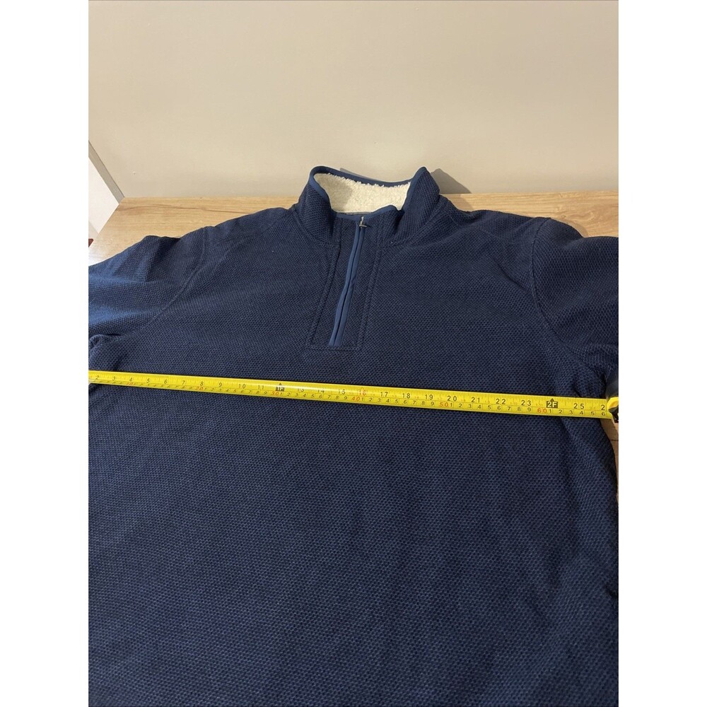 Orvis Sweater Mens XL Blue Sherpa Lined Waffle Fleece Quarter Zip Pullover Top - Picture 8 of 10